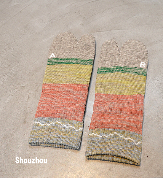 atelier_Blue_bottle   短羊毛混紡分趾條紋登山襪 4色 女 日本製