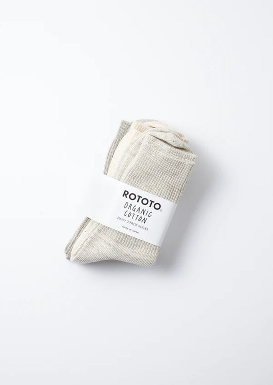 ROTOTO 城市系列  經典螺紋有機棉襪 一件３入  4色 日本製