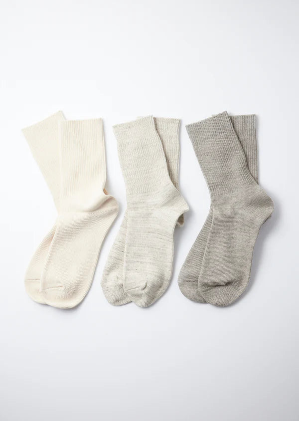 ROTOTO 城市系列  經典螺紋有機棉襪 一件３入  4色 日本製