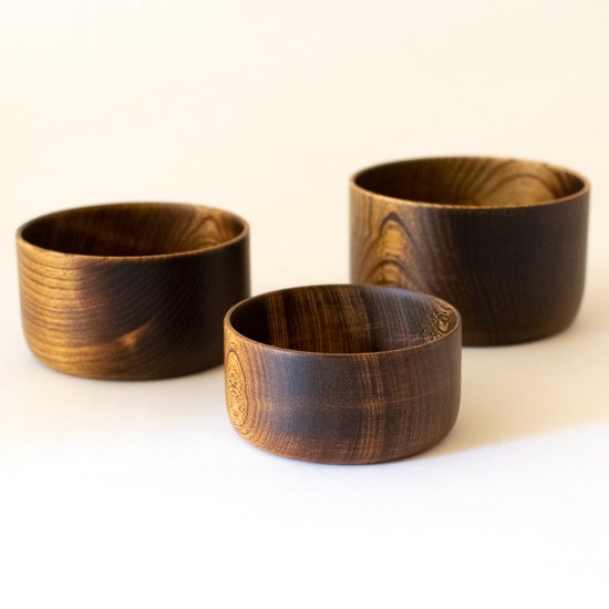 VIVAHDE 櫸木 碗*3 深色  日本手工製作