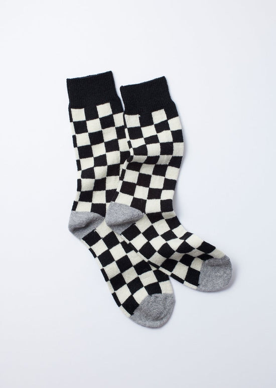 ROTOTO  山登 棋盤格美麗諾羊毛長襪 5色  日本製