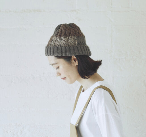 French Bull  拼布風格 3線針織羊毛帽 女 日本製 2色