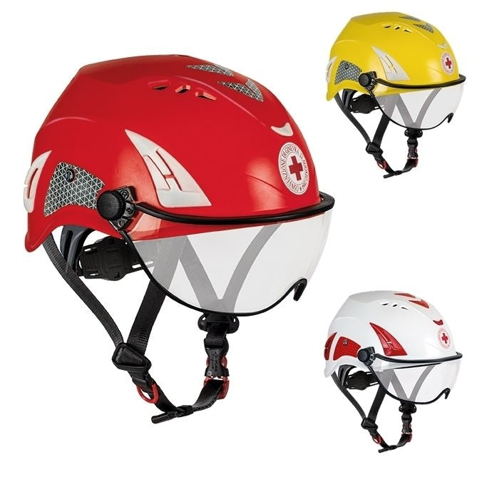 Kask Helmet HP-CRI 紅十字安全頭盔附面罩、頭盔袋 [ EN 14052 嚴苛環境減震增強 ] 3色